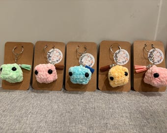Handmade Frog crochet key chain set of 5
