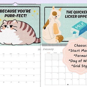Funny Cat Calendar 2025–2026 • Cat Slogan Parodies • Custom Start • Back to School Gift • Cat Lover Calendar • Cat-vertisements Calendar