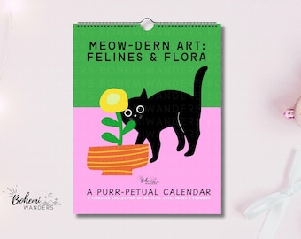 Eeuwigdurende verjaardagskalender Black Cat – Felines & Matisse Floral Forever Celebration-kalender