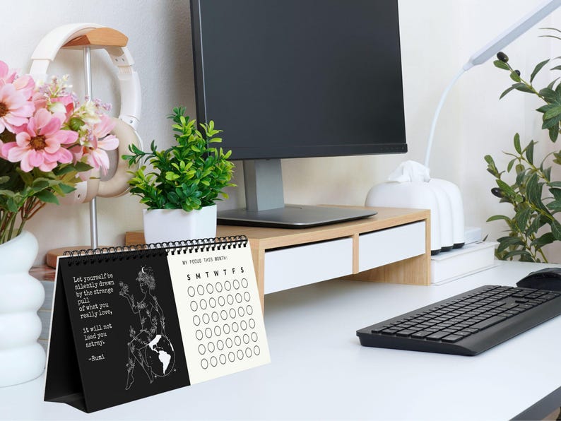 Daily Habit Tracker Desk Calendar • Divine Rumi Routine Tracker ...