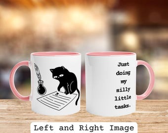 Funny Cat Coffee Mug • "Silly Little Tasks" Office Humor, Cat Lover Gift