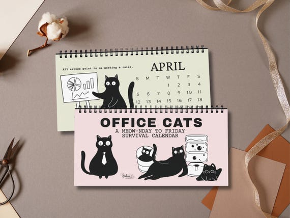 2027 Office Cat Desk Calendar • Funny Cat Calendar for Work • Work Bestie Gift •  Humorous Cat Office Decor For Cat Lovers