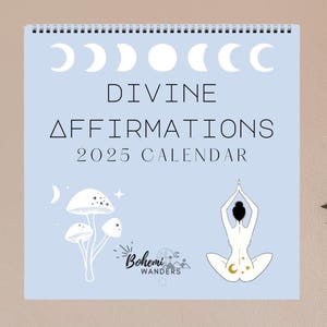 Calendario delle affermazioni divine femminili 2025-2026 - Calendario della Dea della Luna Celeste, Calendario spirituale da muro, Mantra positivi per le donne