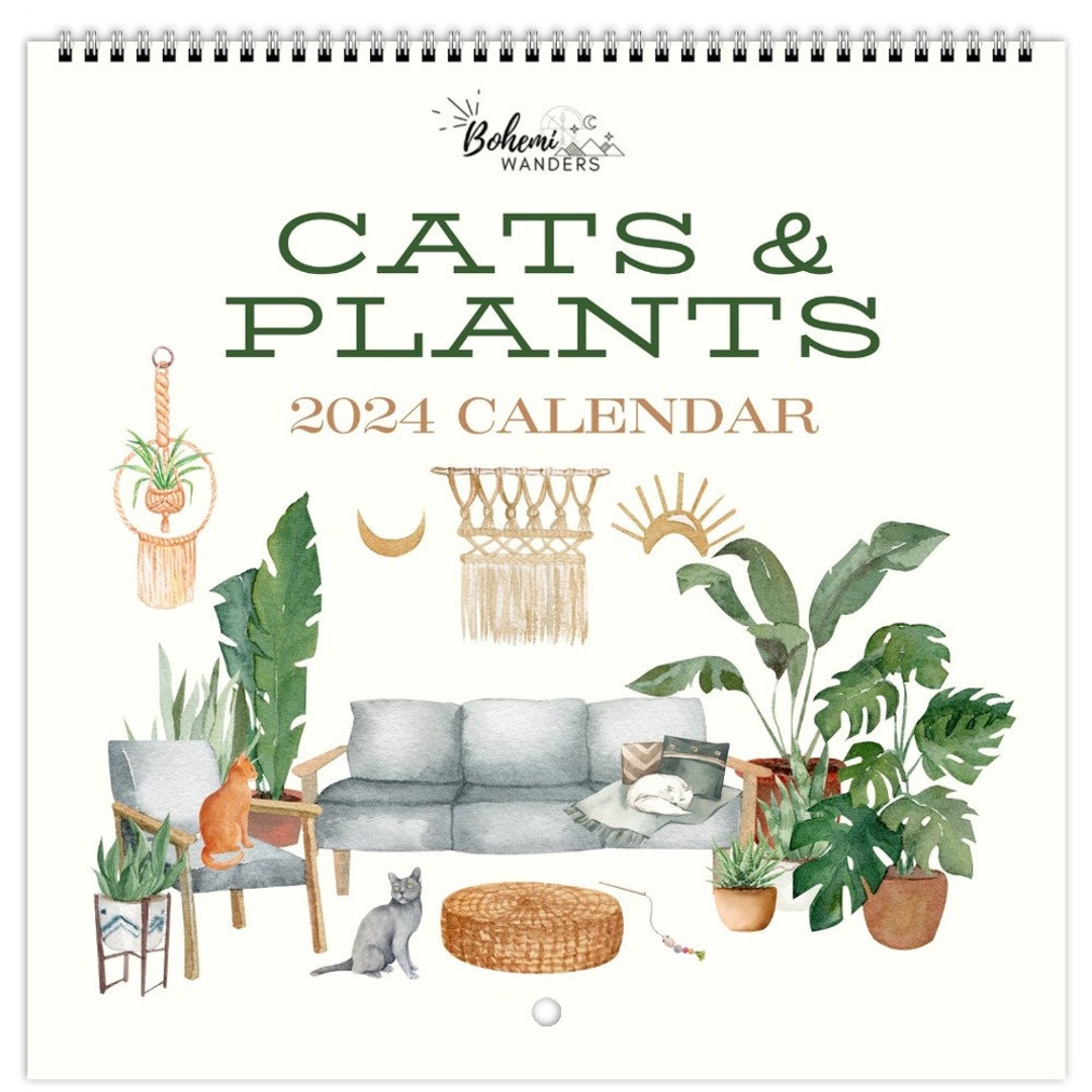 2024 Cats and Plants Calendar, Crazy Plant Lady Calendar, Crazy Cat