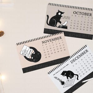 Funny 2025–2026 office cat desk calendar featuring black cats in relatable work situations. Minimalist design with sarcastic quotes for office workers, cat lovers, and coworkers. Great for desks, cubicles, or work-from-home setups. A humorous academic calendar gift for cat moms, students, and burnt-out professionals.