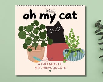 Oh My Cat Calendar 2026-2027, Funny Cat Wall Calendar, Cute Mischievous Cats, Gift for Cat Lovers, Cat Mom Gift, Cat Dad Gift
