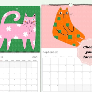 2025–2026 Mid-Century Meow Cat Calendar • Bold Retro Cats & Geometric Art • Funny Modern Cat Lover Gift • Custom Start Date Calendar