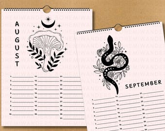 Celestial Perpetual Birthday Calendar • Återanvändbar mystisk måne- och stjärnorkalender för att hålla koll på födelsedagar och årsdagar