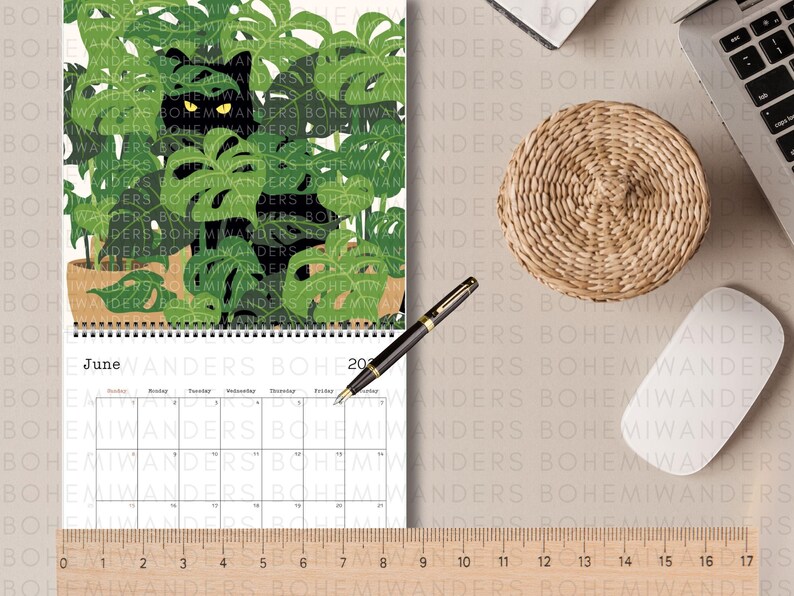 2026 Where’s the Cat? Calendar featuring adorable black cats playing hide-and-seek in everyday scenes. A cute and funny wall calendar for black cat moms and cat lovers. Includes 12 peek-a-boo cat illustrations in a modern square format. Perfect gift for cat moms, black cat owners, and anyone who loves playful feline art