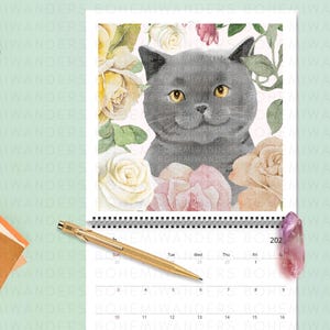 Watercolor Cats & Flowers 2026 Calendar – Whimsical Garden Cats, Botanical Cats Academic Calendar, Cute Cat Lover Gift, Cats in Nature Art
