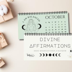 2025-2026 Spiritual Divine Feminine Affirmation Desk Calendar, Minimalist Feminine Moon Goddess Mantra Calendar, Mystical Self Love Calendar