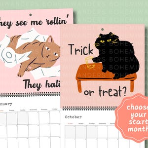Funny Cute Cat Calendar | Cat Gift For Cat Mom  | Customizable 2025-2026 Cat-lendar | Gift for Cat Lovers | Back to School Academic Calendar