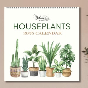 2025 - 2026 Watercolor Houseplants Wall Calendar, Plant Lover Gift, Crazy Plant Lady Hanging Calendar, Minimalist Greenery Plant Mom Gift