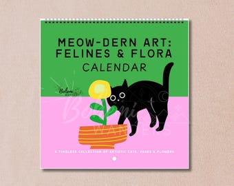 2026 2027 Black Cats and Matisse Flowers Calendar – Felines And Flora Mid Year Calendar for Cat Moms and Cat Lovers