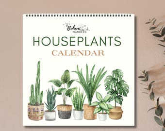 Watercolor Houseplants 2027 Wall Calendar, Botanical Monthly Planner, Plant Lover Gift, Gardener Gift, Green Wall Art, Crazy Plant Lady