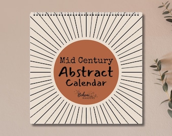 Mid Century Modern 2026 2027 Wall Calendar – Boho Abstract Geometric Custom Wall Planner