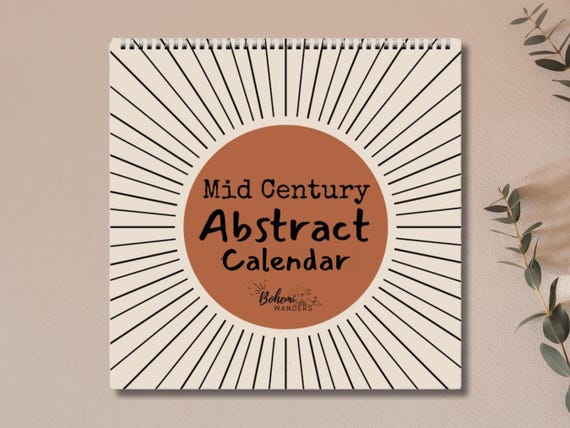 Mid Century Modern 2026 2027 Wall Calendar – Boho Abstract Geometric Custom Wall Planner