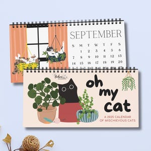 2025～2026年 Oh My Cat 卓上カレンダー – おもしろくておどけて、いたずら好きな猫の瞬間、学年半ばの猫ママへのギフト、猫好きのためのかわいいオフィス装飾