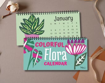 2027 Flower Desk Calendar- Retro Floral Botanical Desk Decor – Desk Accessories - Plant Lover Gift - Boho Desk Calendar - Nature Lover Gift