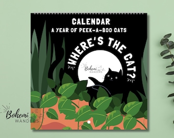 2027 Black Cat Wall Calendar: Funny Where's The Black Cat Calendar,  Black Cat Gift, Cat Office Decor, Cat Dad Gift, Cat Mom Gift