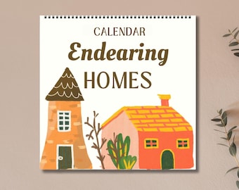 2027 Wall Calendar, Whimsical Cozy Homes, Architecture Art, Cute and Unique Calendar, Farmhouse Office Decor, Cozy Decor Gift, New Home