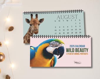 Wild Animals Photography Desk Calendar,  Office Gift for Animal Lover, 2026 202 Mid Year Calendar