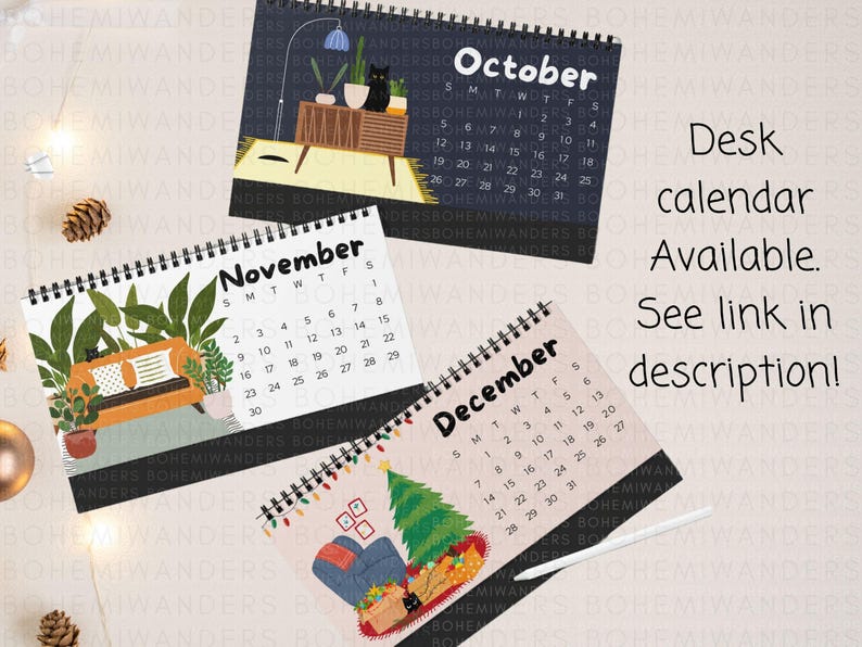 2026 Where’s the Cat? Desk Calendar featuring adorable black cats playing hide-and-seek in everyday scenes. A cute and funny wall calendar for black cat moms and cat lovers. Includes 12 peek-a-boo cat illustrations in a modern desk format. Perfect gift for cat moms, black cat owners, and anyone who loves playful feline art