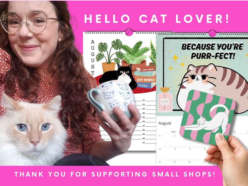 Meet the artist behind BohemiWANDERS cat calendars. Small business creating funny cat gifts, wall calendars, and whimsical illustrated designs for cat lovers.