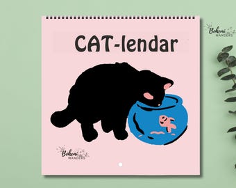 Grappige kattenkalender - Kalender 2026 2027 - Kat moeder en kat vader cadeau, kattenliefhebber cadeau, kalender kat woordspelingen