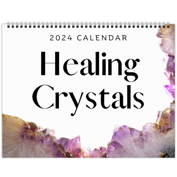 2024-2025 Crystal Calendar/ Mineral Photography 2024 Calendar/ Healing Rocks Minerals and Geodes Calendar/ Rose Quartz, Amethyst