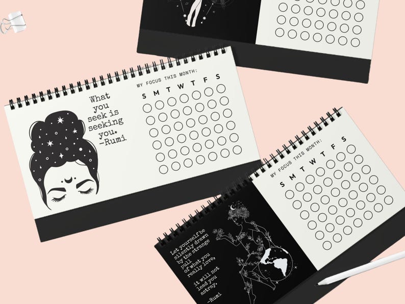 Daily Habit Tracker Desk Calendar • Divine Rumi Routine Tracker ...
