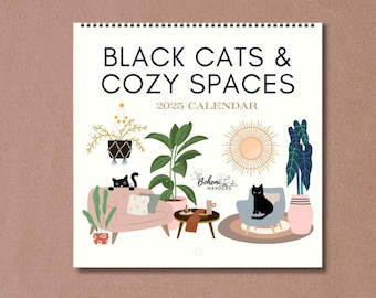 Black Cats 2025 -2026 Wall Calendar, Academic Mid Year Calendar, Crazy Cat Lady Gift, Black Cat Decor, Cat Lover Calendar, Cat Mom Gift