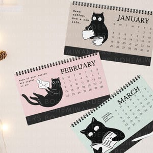 Funny 2025–2026 office cat desk calendar featuring black cats in relatable work situations. Minimalist design with sarcastic quotes for office workers, cat lovers, and coworkers. Great for desks, cubicles, or work-from-home setups. A humorous academic calendar gift for cat moms, students, and burnt-out professionals.