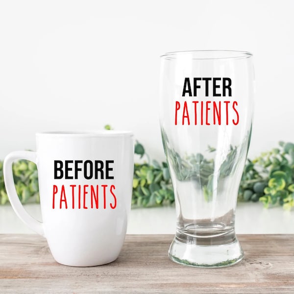 Before and After Patients Gift Set- Coffe Cup- Tea Cup Beer Glass Drink Glass- Gift for Employees, Healthcare- Nurse- PT OT SLP Therapy