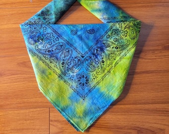 Tie Dye Bandana, birthday gift, Mothers day, Pet Accessory, Green and blue, Festival, Headband, dog mom, 100% Cotton