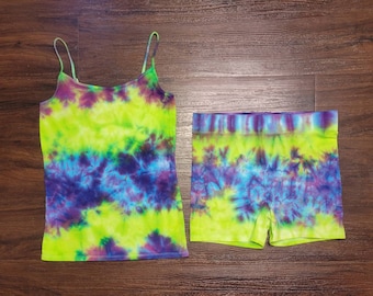 Tie Dye Two Piece Medium, Gift for mom, Workout Set, festival outfit, Workout Wear, Tie dye set