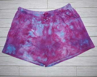Tie Dye Shorts, Large, Cotton Lounge Shorts, Comfy Sleepwear