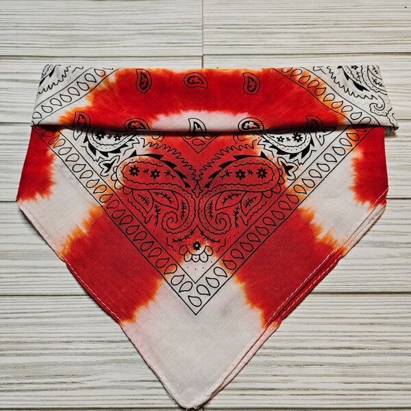 Red & White Tie Dye Bandana, Mothers Day, gift, Pet Accessory, Boho Hippie Fashion, Headband