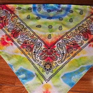 Handmade Tie Dye Cotton Bandana: Festival Concert Accessory, Dog Bandana, Rave