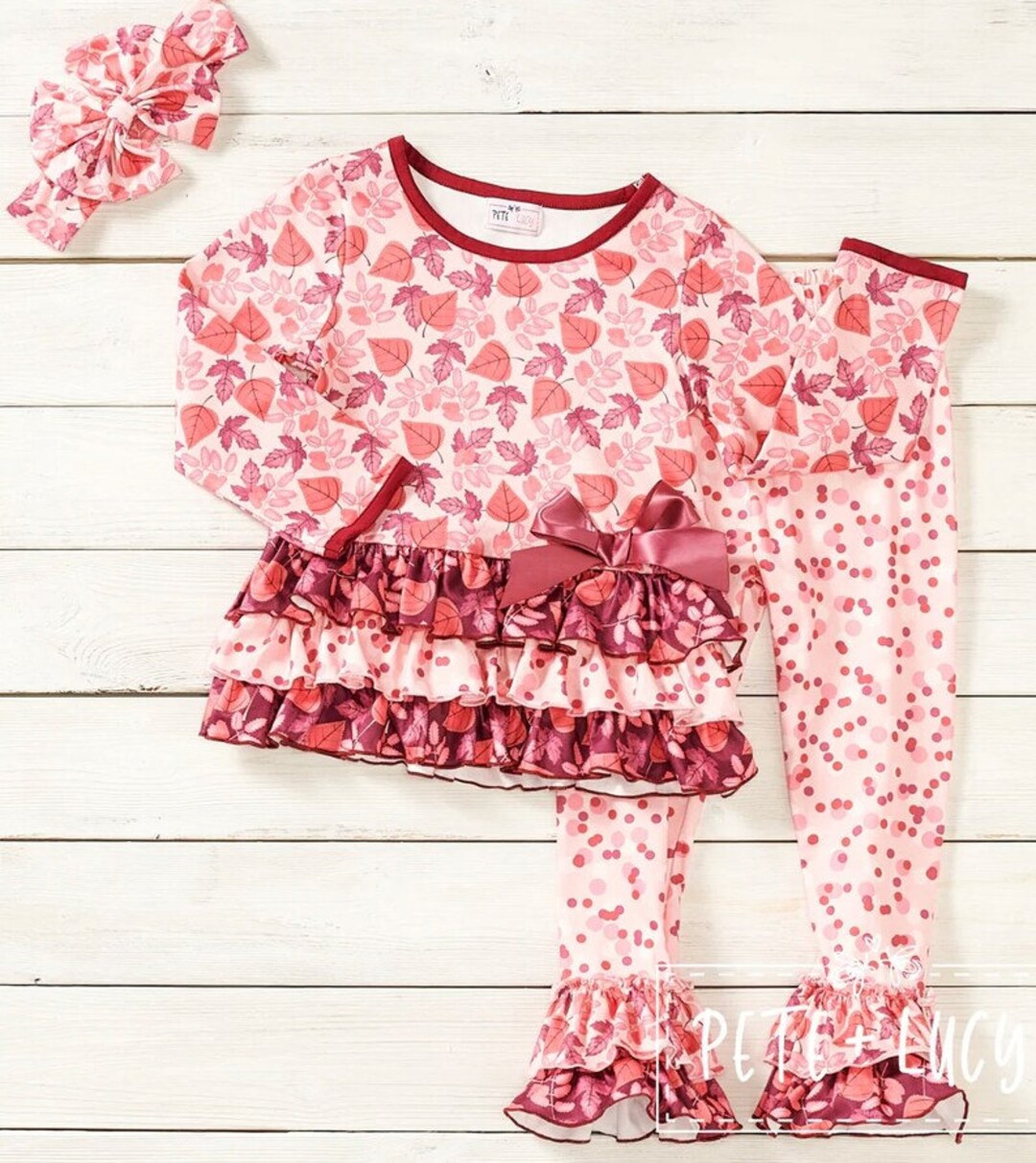 Pete + Lucy Pretty Poinsettia Pant Set
