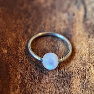 Moonstone Natural Stone CBR Piercing ASTM F-136 Implant Grade Titanium Captive Bead Ring Septum Lip Daith Cartilage Floating Belly Nose