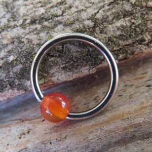 Carnelian Natural Stone CBR Piercing F-136 Implant Grade Titanium Captive Bead Ring Septum Lip Daith Cartilage Floating Belly Navel Nose
