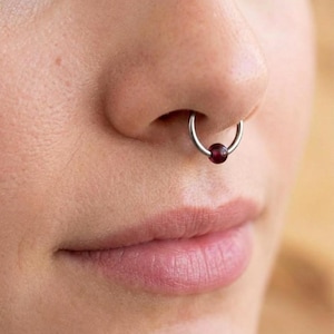 Garnet Natural Stone CBR Piercing ASTM F-136 Implant Grade Titanium Captive Bead Ring Septum Lip Daith Cartilage Floating Belly Navel Nose