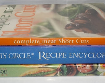 Set of 3 Murdoch Books- Vintage- 1.Complete meat Short cuts; 2.The family circle-Recipe Encyclopedia& 3.The Essential Finger food Cookbook.