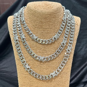 Barbed Wire Necklace & Bracelet, Y2K Punk Jewelry, Retro Chain Accessories, Punk Rock, Chunky Chain