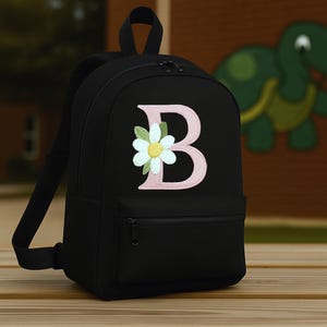 Custom Embroidered Kids Backpack, Personalised Floral Initial School Bag, Children Preschool Rucksack, Nursery Backpack, Back To School Gift
