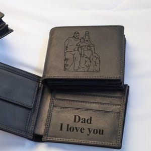Cartera con foto personalizada, carteras de cuero con nombre y texto personalizados, cartera con monograma para padrinos de boda, regalo de cumpleaños para papá, regalo para el Día del Padre