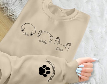 Dog Mom Sweatshirt, Custom Dog Ears Outline With Name Crewneck Jumper, Dog Mom Sweater, Pet Lovers Birthday Minimalist Gifts, Dog Memorial