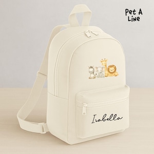 Sac à dos personnalisé Safari pour enfants, Sac d'école personnalisé avec nom d'enfant imprimé, Sac à dos pour enfants de rentrée, Sac animaux de safari, Cadeau pour tout-petits