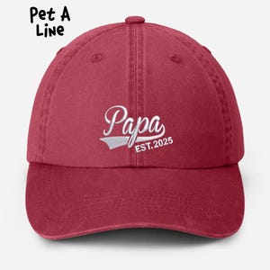 Pesonalised Papa Embroidered Hats, Custom Dad With Est Year, Vintage New Papa Baseball Hats, Dad To Be Cap, Grandpa Gifts, Father&#39;s Day Gift